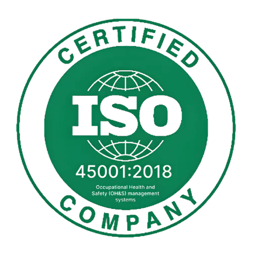 Green logo indicating ISO certification for quality or environmental standards.